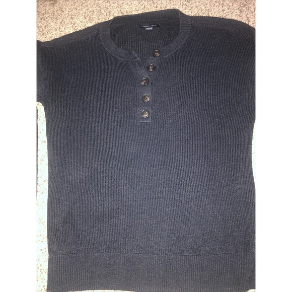 American Eagle Varsity Blue Stripe Henley Pullover Sweater XS - Picture 2 of 7